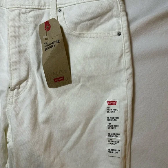 Levi’s 721 High Rise Skinny Jeans White Denim Womens Plus Size 16 NWT - Picture 7 of 8